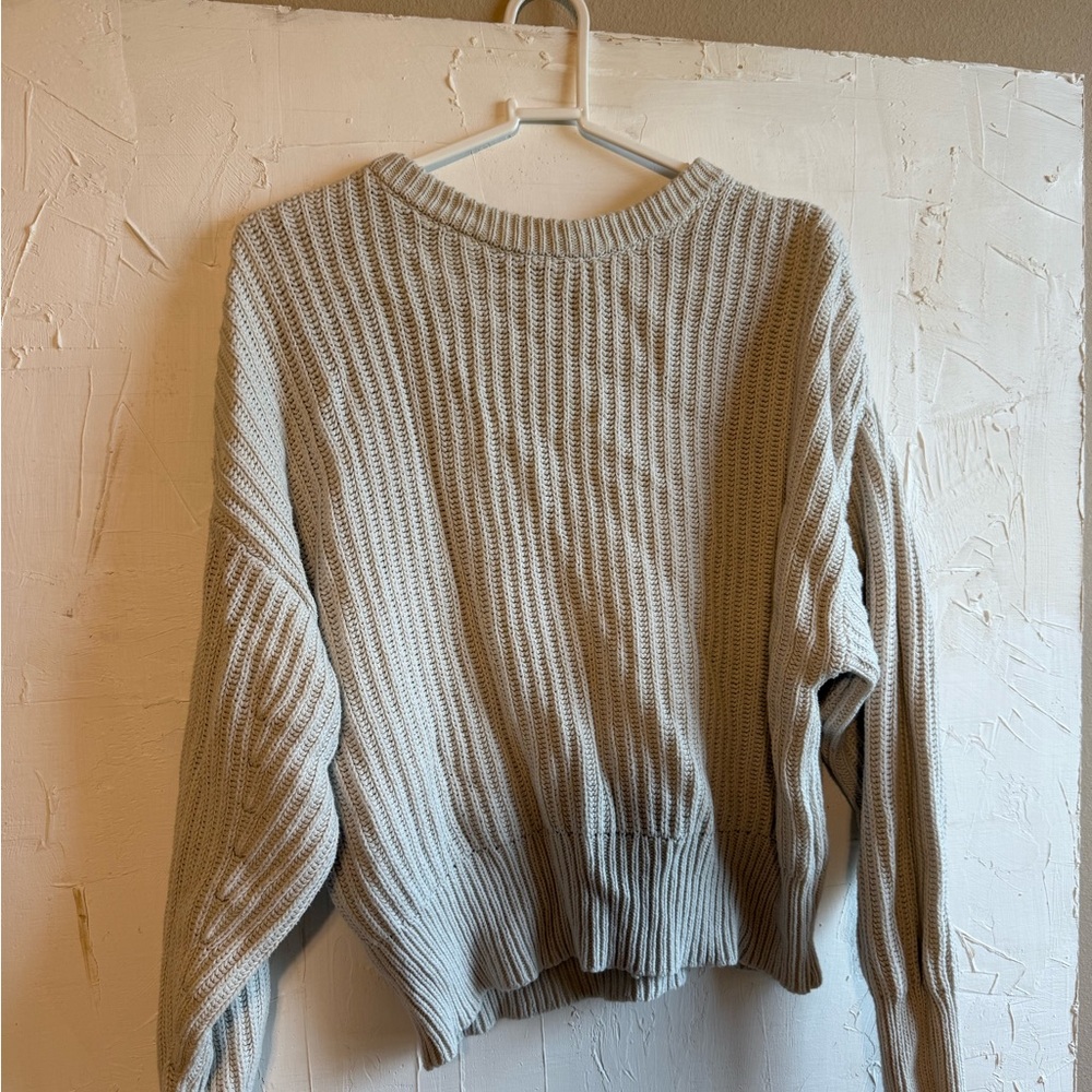 a new day Light Gray Ribbed Sweater